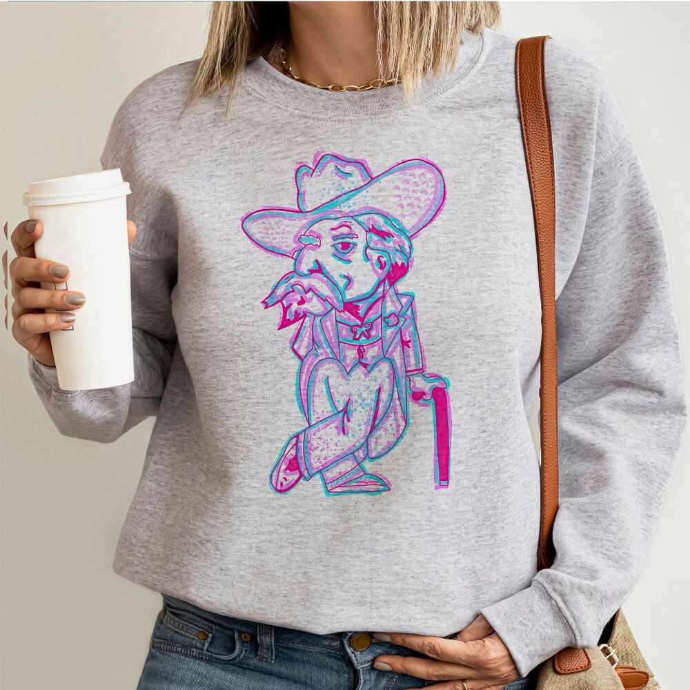 Col Reb mascot Ole Miss Gildan crewneck sweatshirt ASH